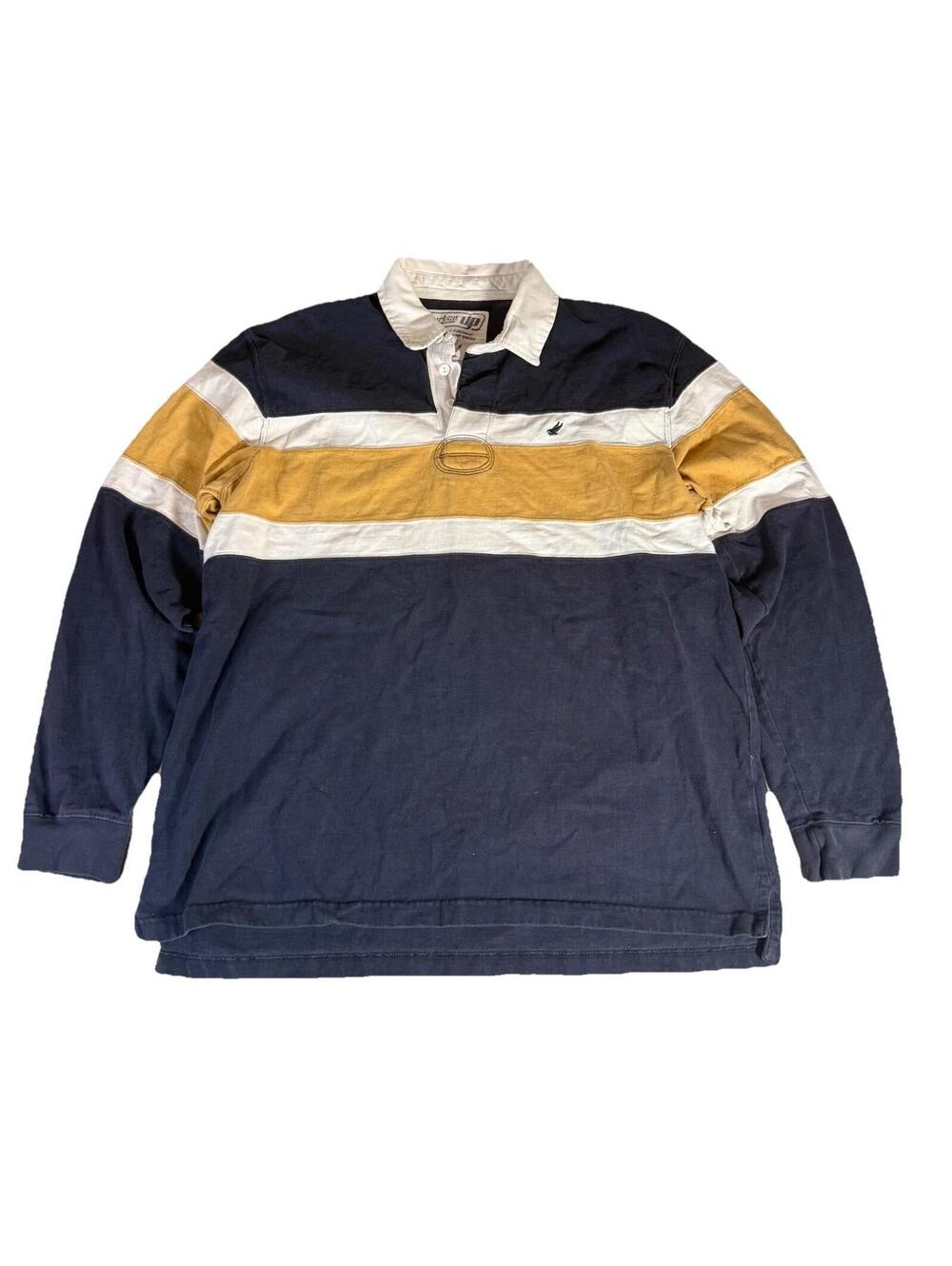 Urban Pipeline Rugby Shirt Colorblock‎ Y2K Striped Blue Yellow Mens XXL 2XL
